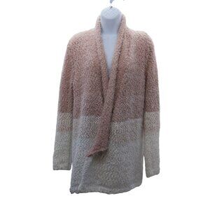 Signature Studio Women's Pink & white cardigan soft eyelash open front size L
